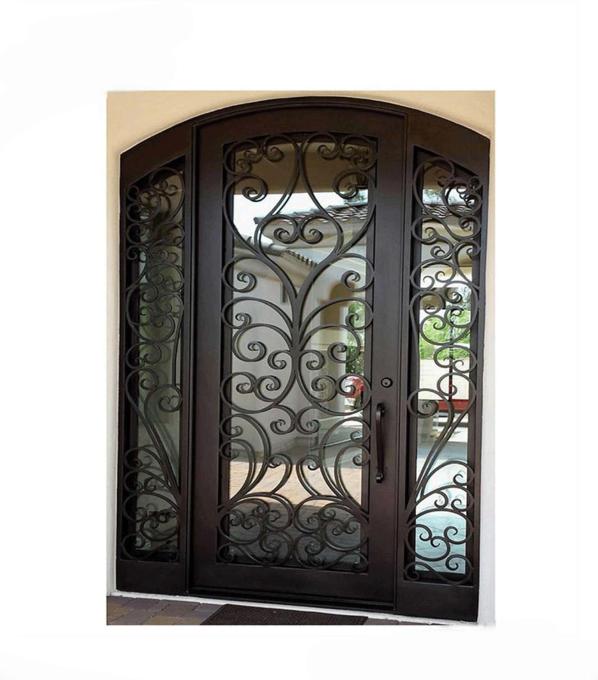  Entry Steel Security Front Doors with a Wrought Iron Door | MT-SD-0029